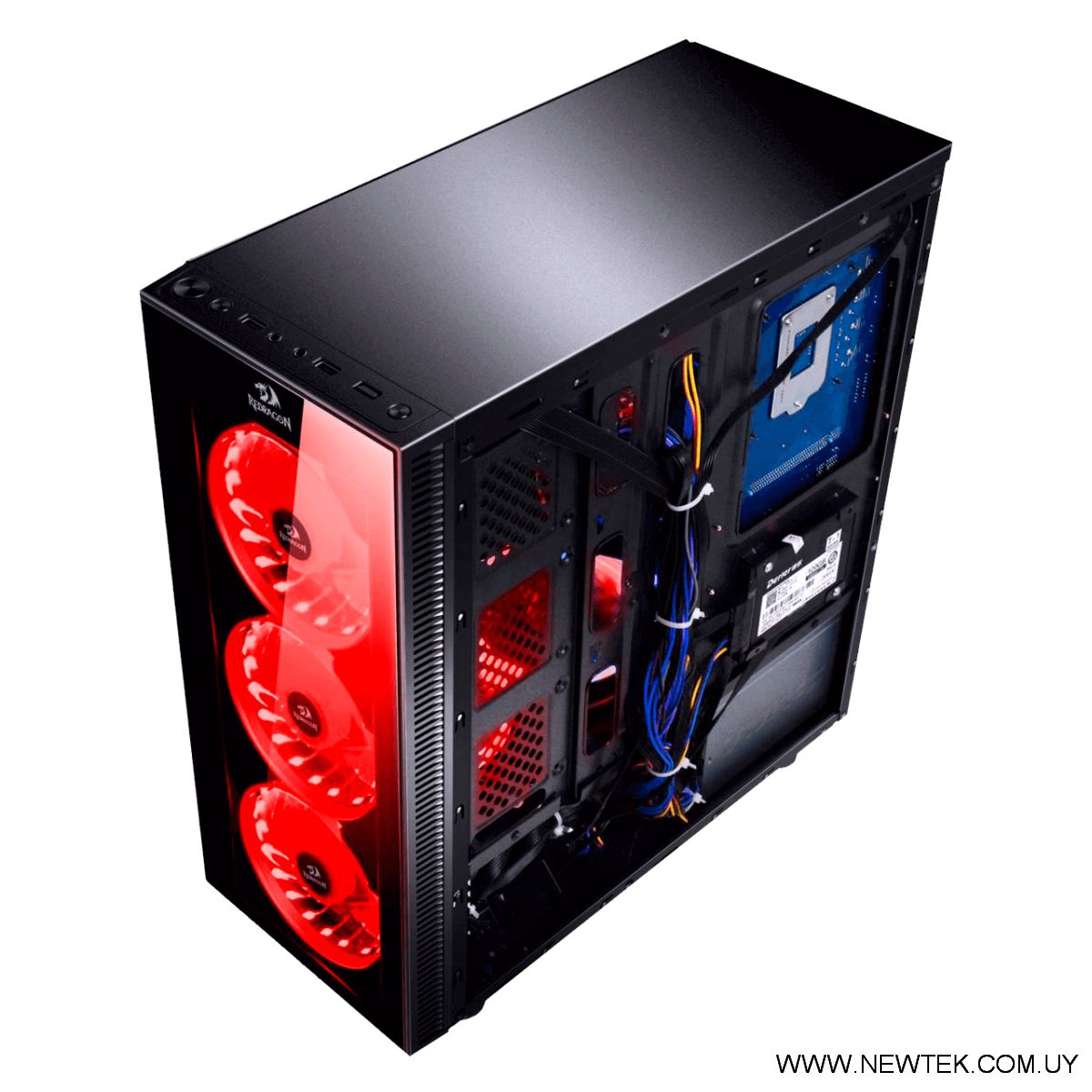 Gabinete REDRAGON GC-601 Sideswipe Gaming Color Negro Ventana lateral frontal Sf